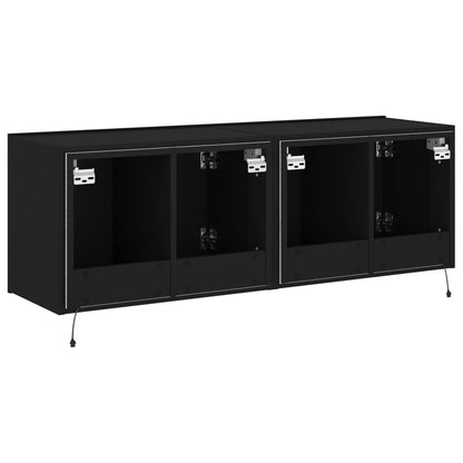 Meubles TV muraux avec lumières LED 2 pcs noir 60x35x41 cm