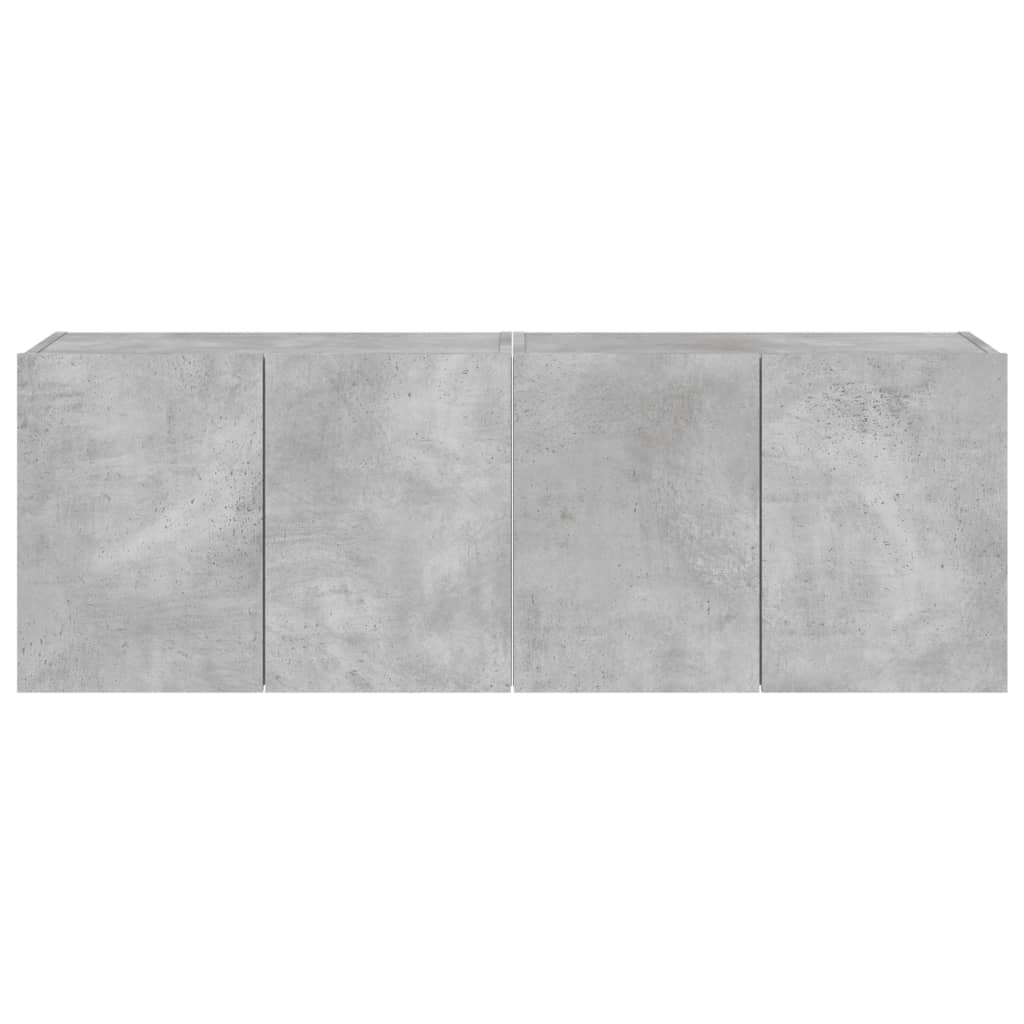 Meubles TV muraux et lumières LED 2pcs gris béton 60x35x41 cm