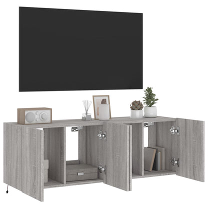 Meubles TV muraux et lumières LED 2pcs sonoma gris 60x35x41 cm