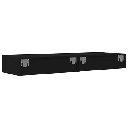 Meubles TV avec éclairage LED 2 pcs noir 60x35x15,5 cm