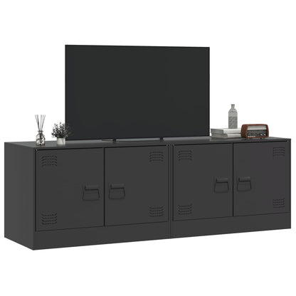 Meubles TV 2 pcs noir 67x39x44 cm acier