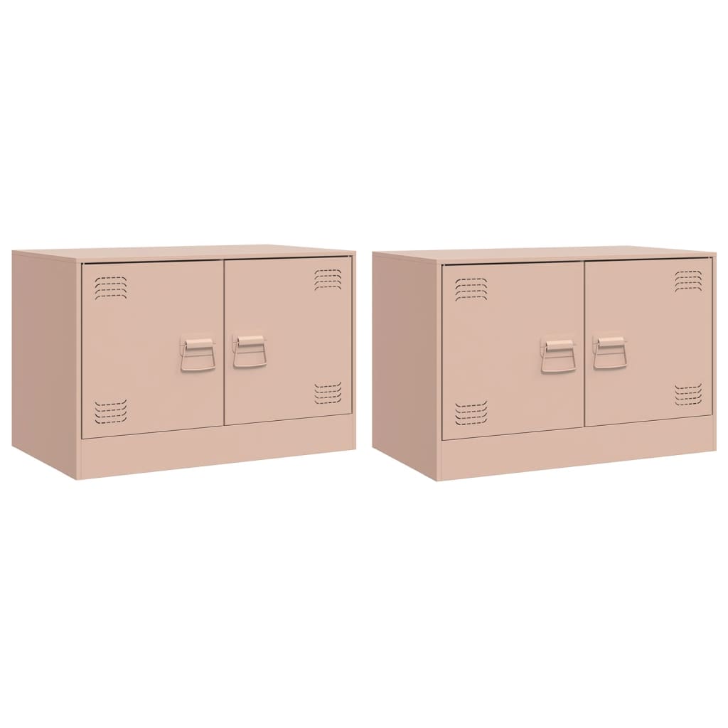 Meubles TV 2 pcs rose 67x39x44 cm acier