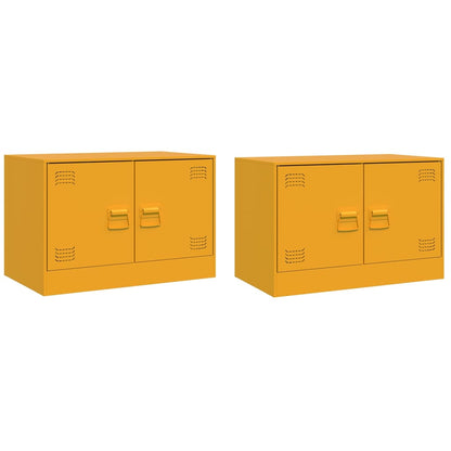 Meubles TV 2 pcs jaune moutarde 67x39x44 cm acier