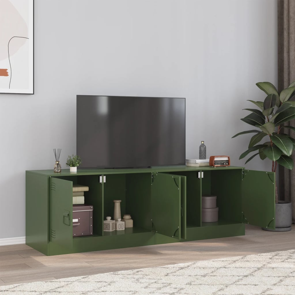 Meubles TV 2 pcs vert olive 67x39x44 cm acier