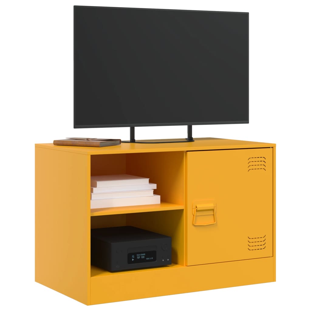 Meubles TV 2 pcs jaune moutarde 67x39x44 cm acier