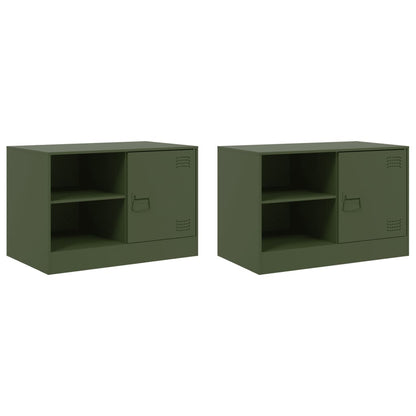 Meubles TV 2 pcs vert olive 67x39x44 cm acier