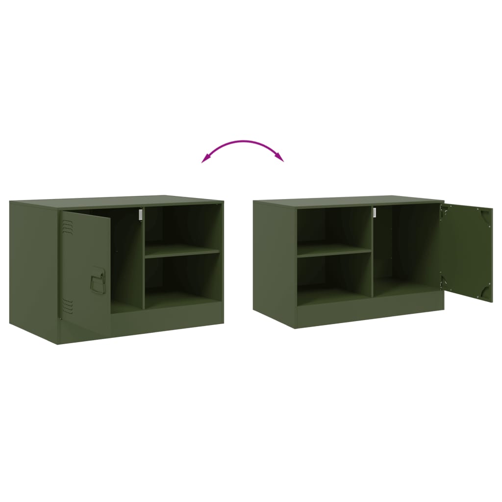 Meubles TV 2 pcs vert olive 67x39x44 cm acier