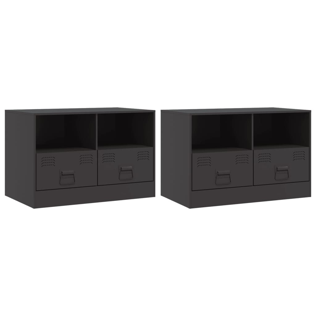 Meubles TV 2 pcs noir 67x39x44 cm acier