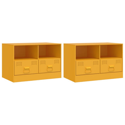 Meubles TV 2 pcs jaune moutarde 67x39x44 cm acier