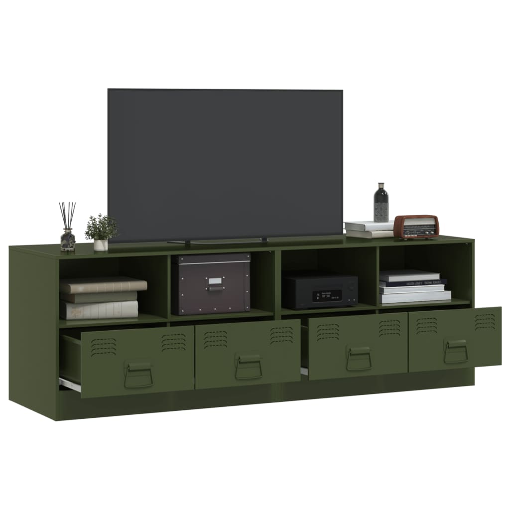 Meubles TV 2 pcs vert olive 67x39x44 cm acier