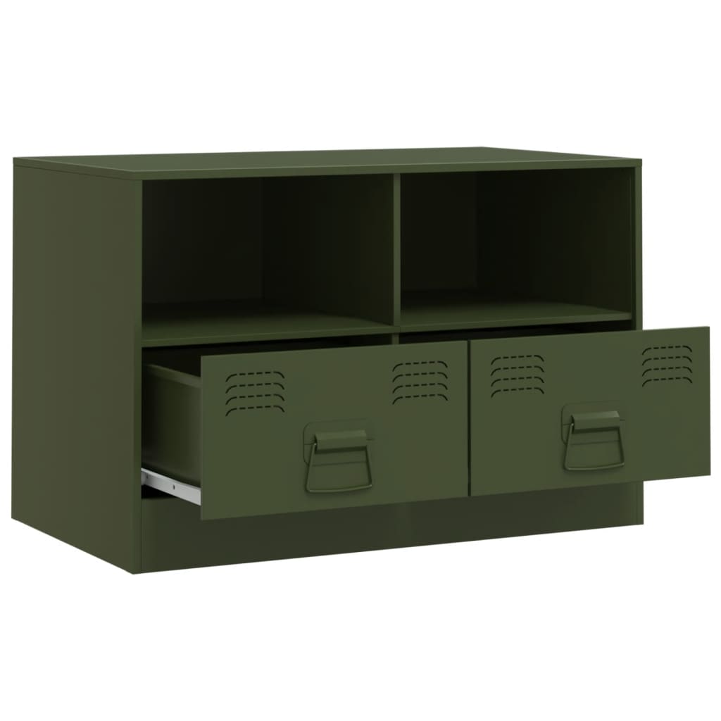 Meubles TV 2 pcs vert olive 67x39x44 cm acier