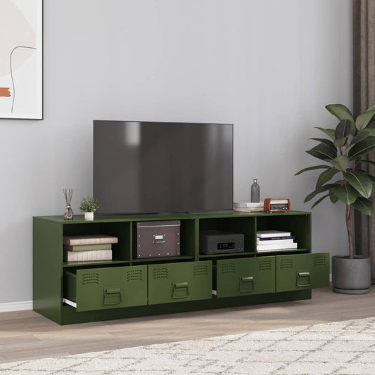 Meubles TV 2 pcs vert olive 67x39x44 cm acier