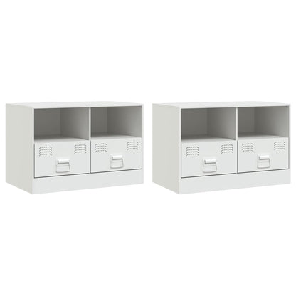 Meubles TV 2 pcs blanc 67x39x44 cm acier