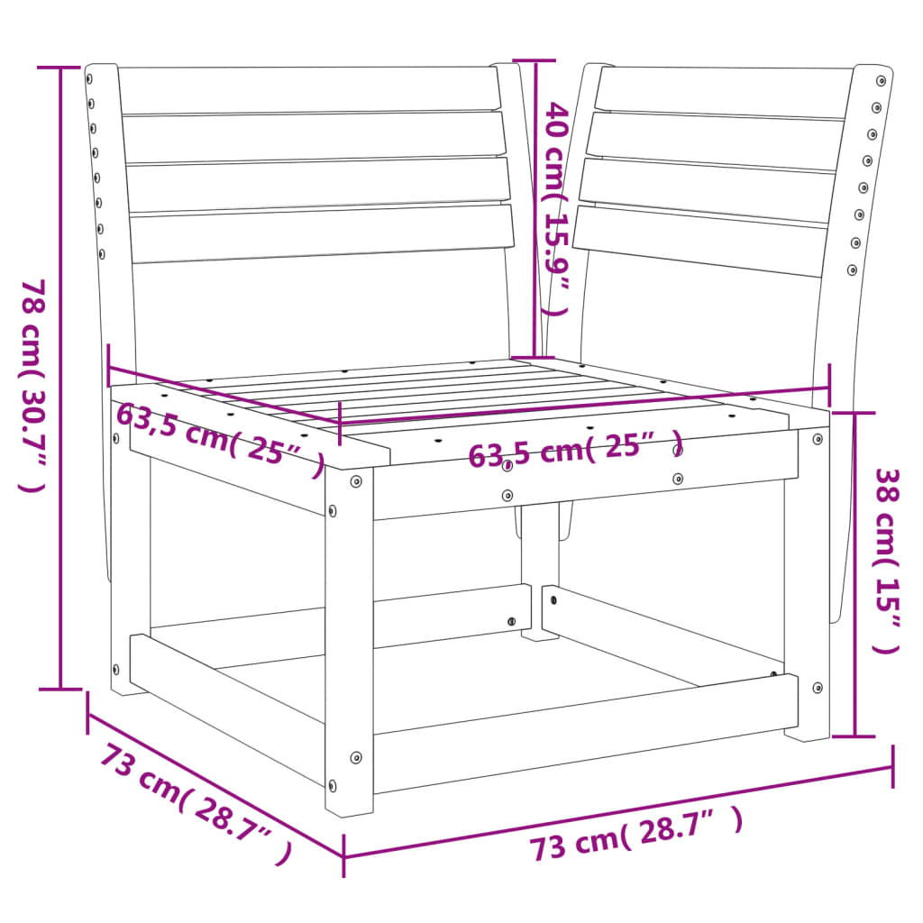 Canapé d'angle de jardin 73x73x78cm bois pin massif