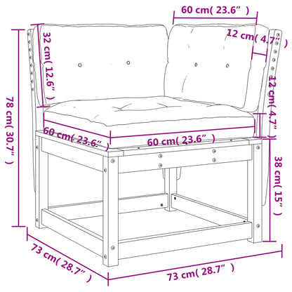 Canapé d'angle de jardin et coussins 73x73x78cm bois pin massif