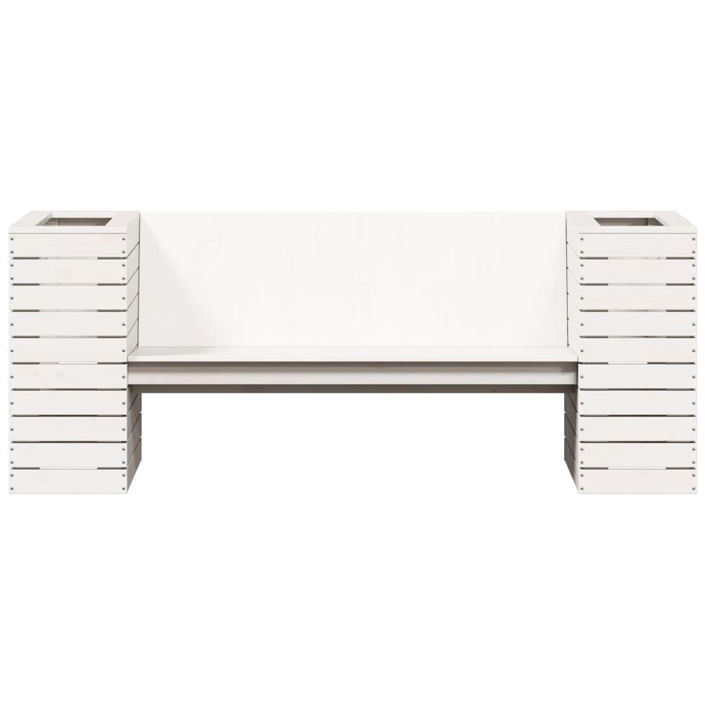 Banc avec jardinières blanc 167,5x60x65 cm bois massif de pin