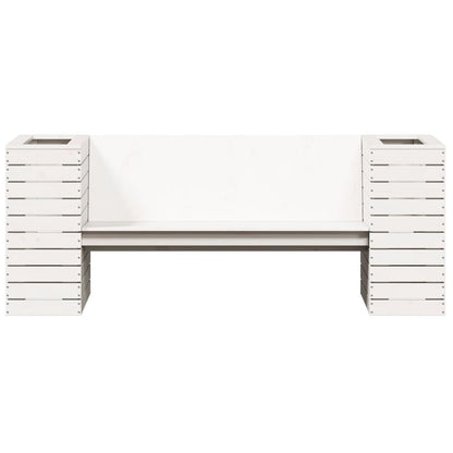 Banc avec jardinières blanc 167,5x60x65 cm bois massif de pin