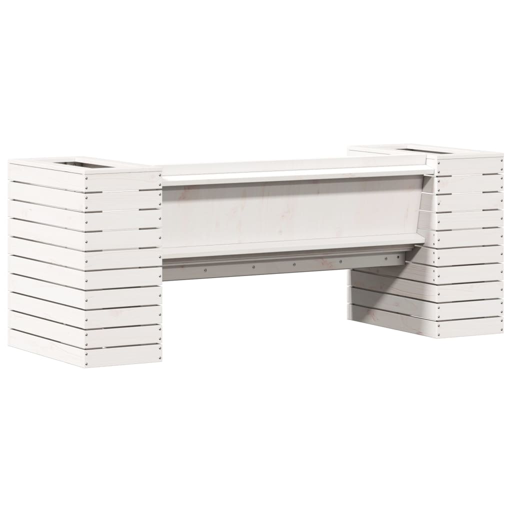 Banc avec jardinières blanc 167,5x60x65 cm bois massif de pin