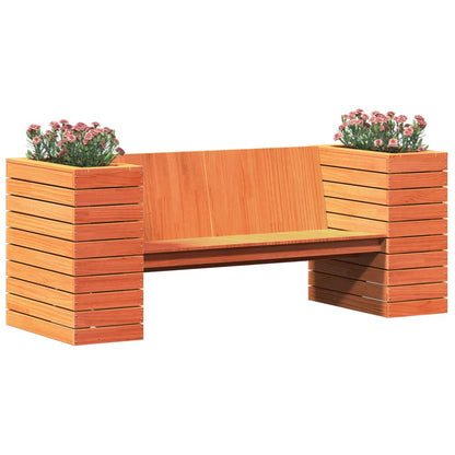 Banc avec jardinières cire marron 167,5x60x65cm bois massif pin