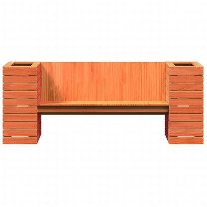 Banc avec jardinières cire marron 167,5x60x65cm bois massif pin