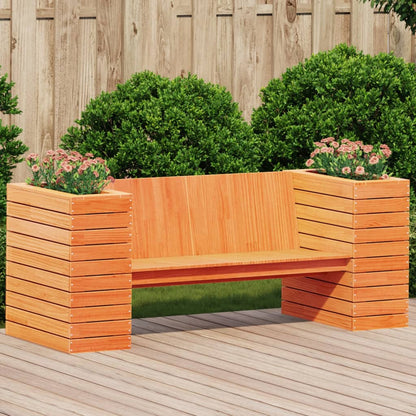 Banc avec jardinières cire marron 167,5x60x65cm bois massif pin