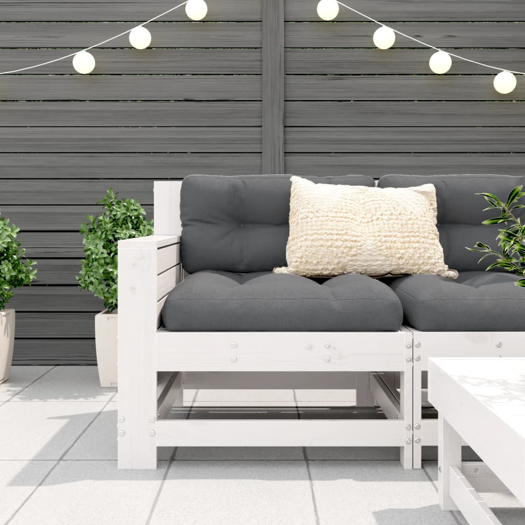 Canapé de jardin accoudoir avec coussin blanc bois massif pin