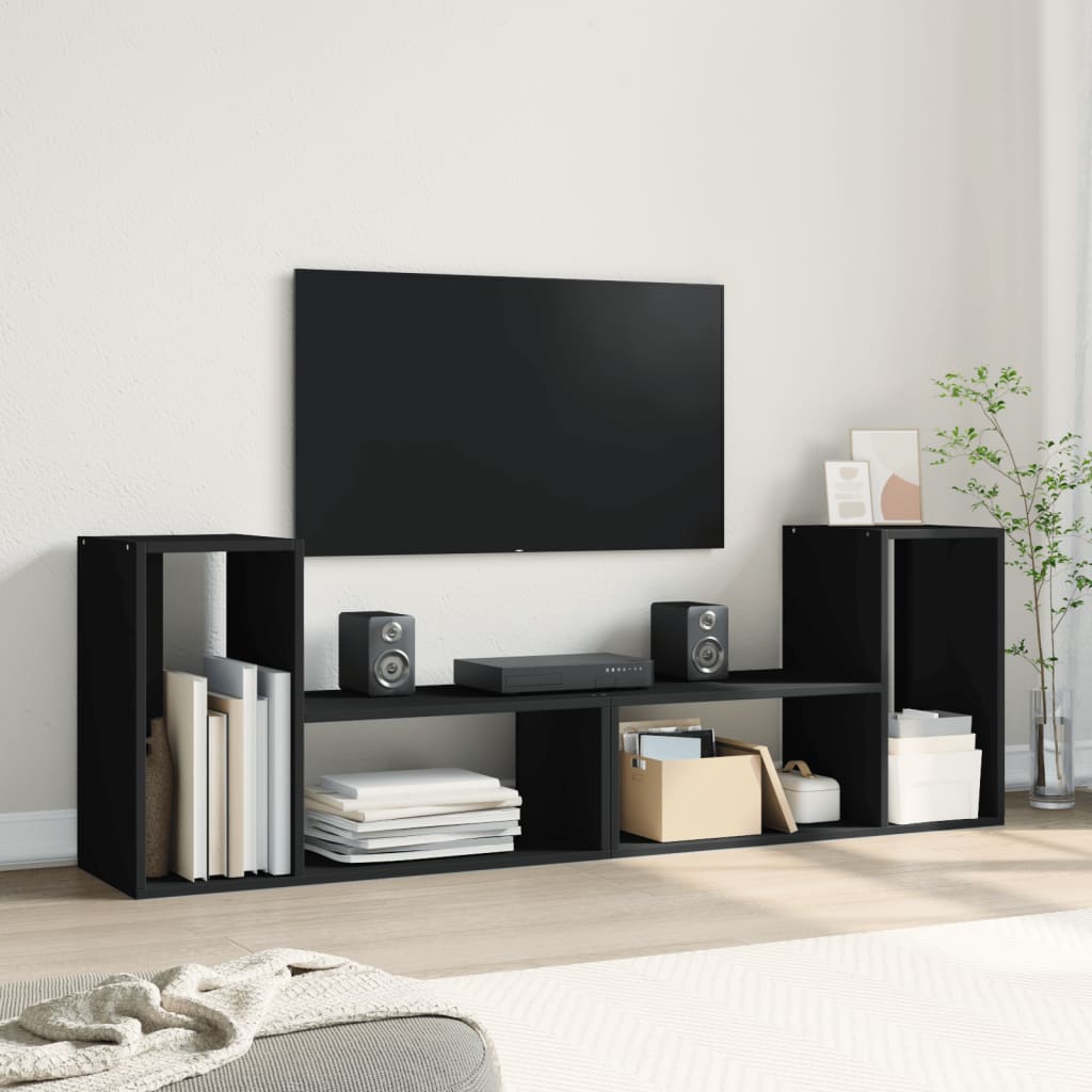 Meubles TV 2 pcs noir 75x30x50 cm bois d'ingénierie