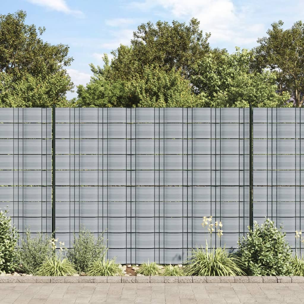 Garden privacy screens 10 pcs grey 252.5x19 cm PVC