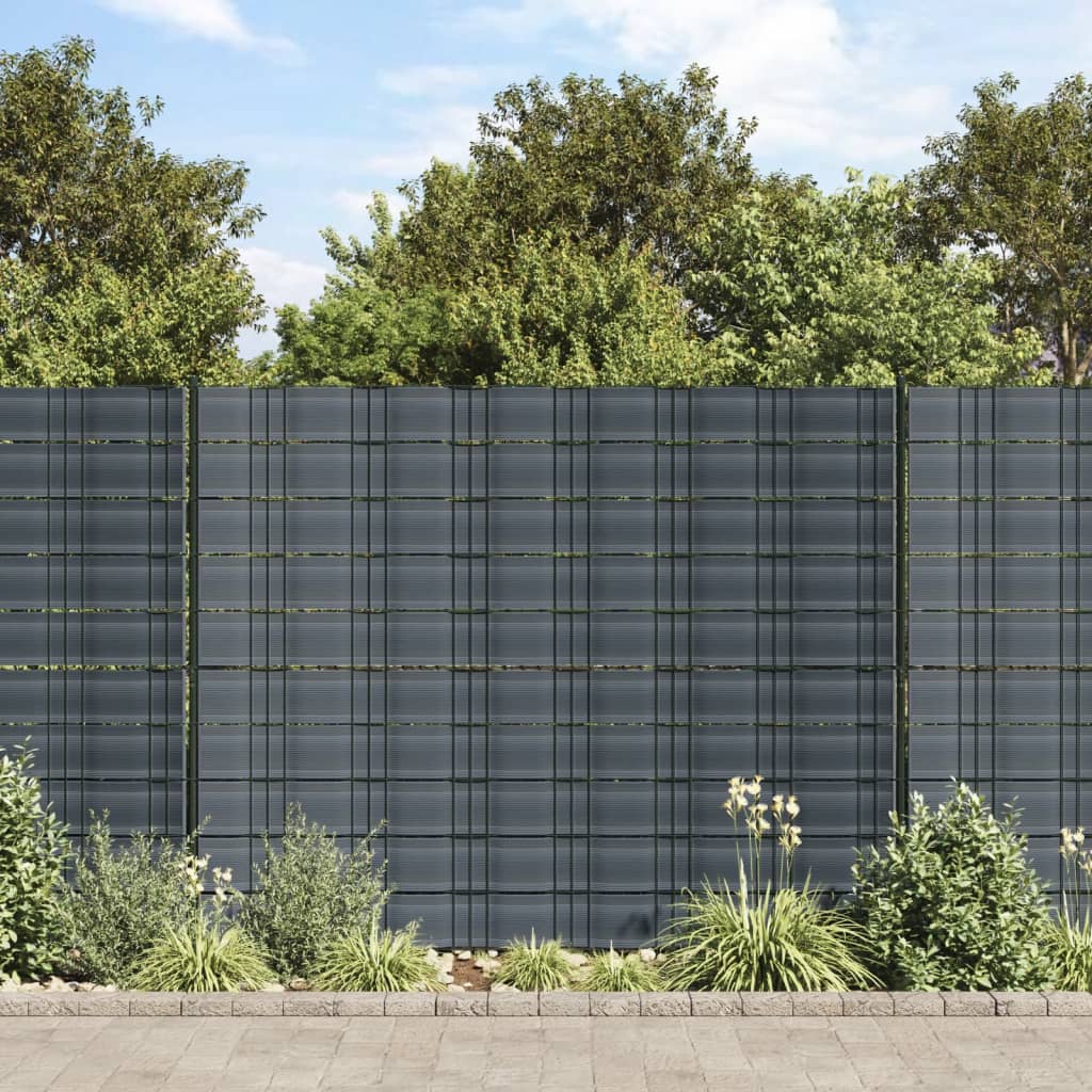 Garden privacy screens 10 pcs black 252.5x19 cm PVC