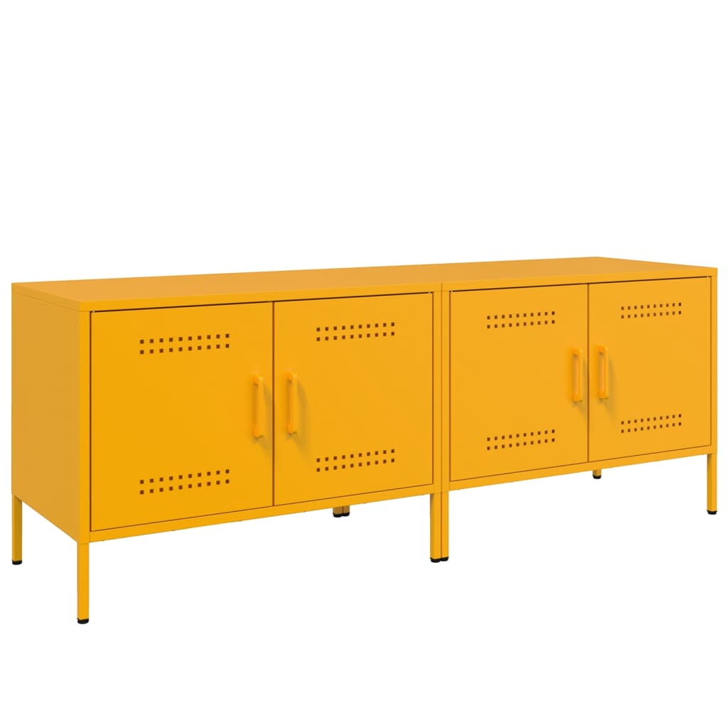 Meubles TV 2 pcs jaune moutarde 68x39x50,5 cm acier