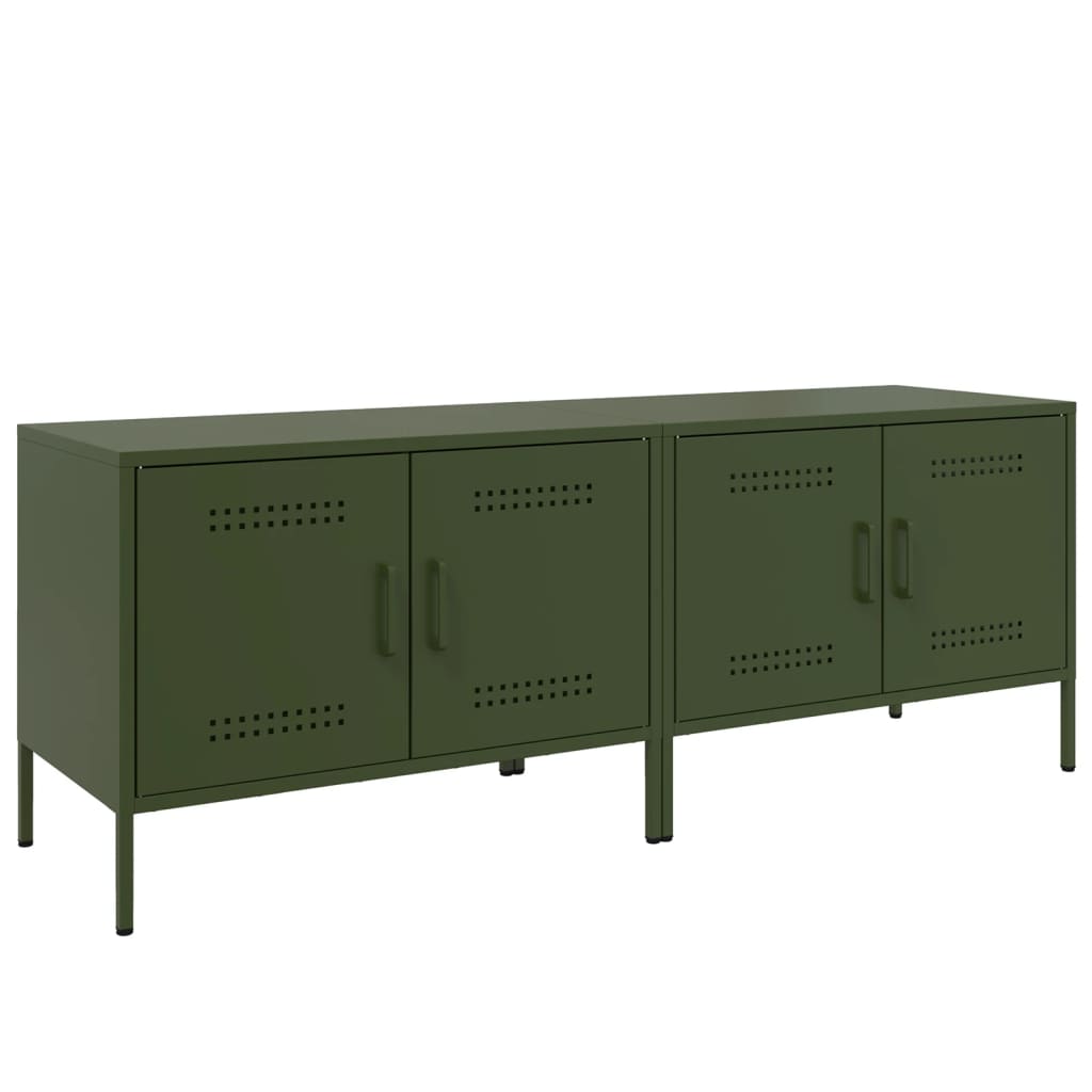 Meubles TV 2 pcs vert olive 68x39x50,5 cm acier