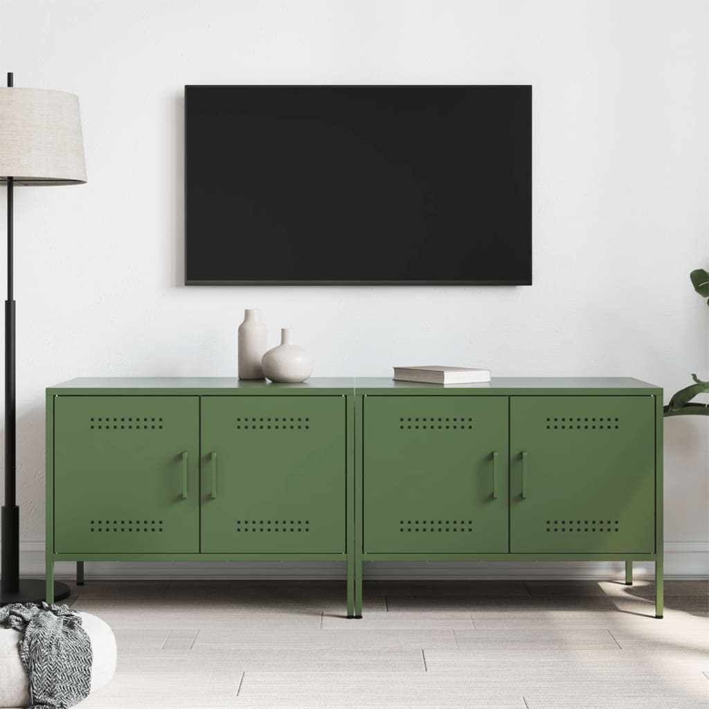 Meubles TV 2 pcs vert olive 68x39x50,5 cm acier