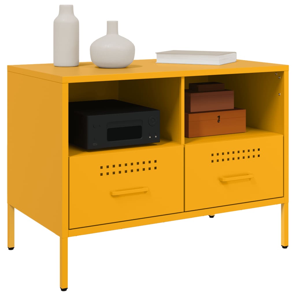 Meubles TV 2 pcs jaune moutarde 68x39x50,5 cm acier