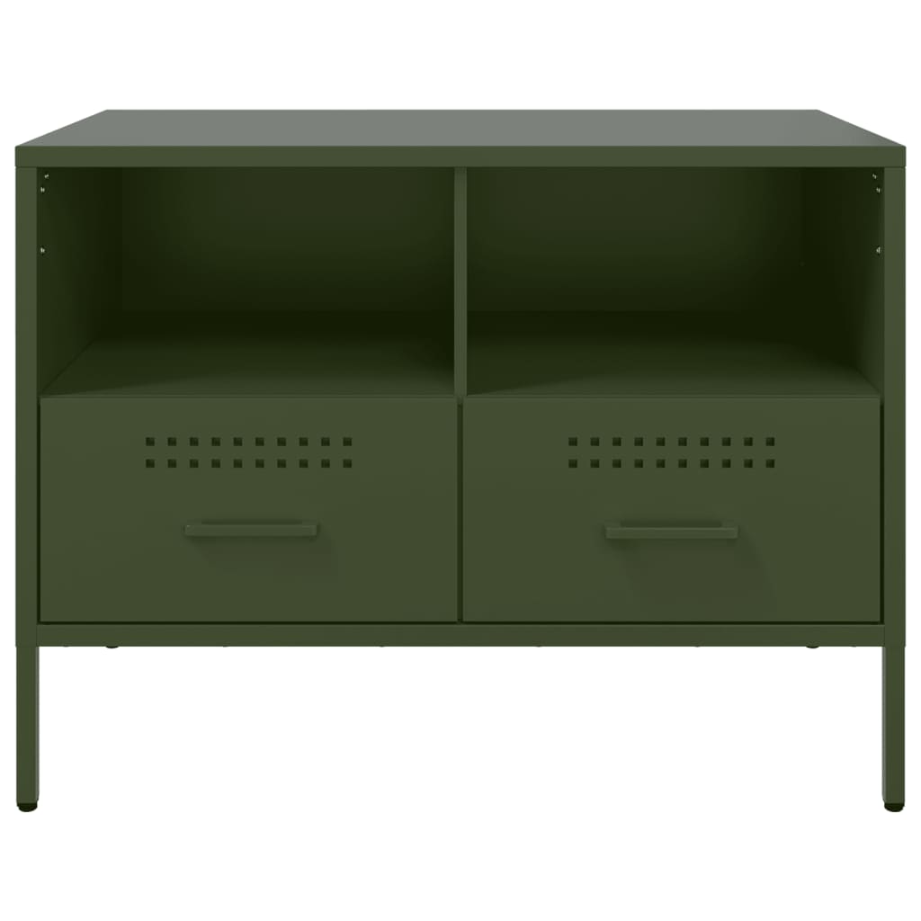 Meubles TV 2 pcs vert olive 68x39x50,5 cm acier