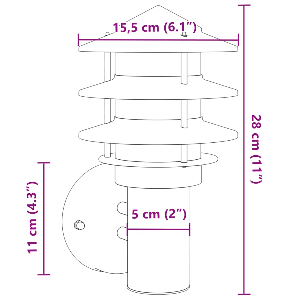 Aplique de exterior de acero inoxidable plateado