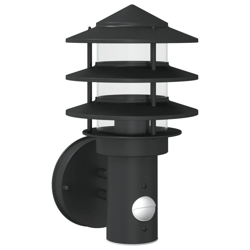 Outdoor wall light with sensor black stainless steel