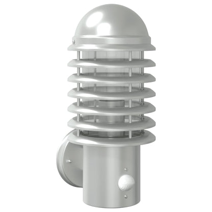 Outdoor wall light and sensor silver stainless steel