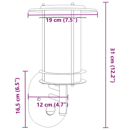 Aplique de exterior con sensor acero inoxidable negro