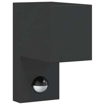 Black outdoor wall light with sensors