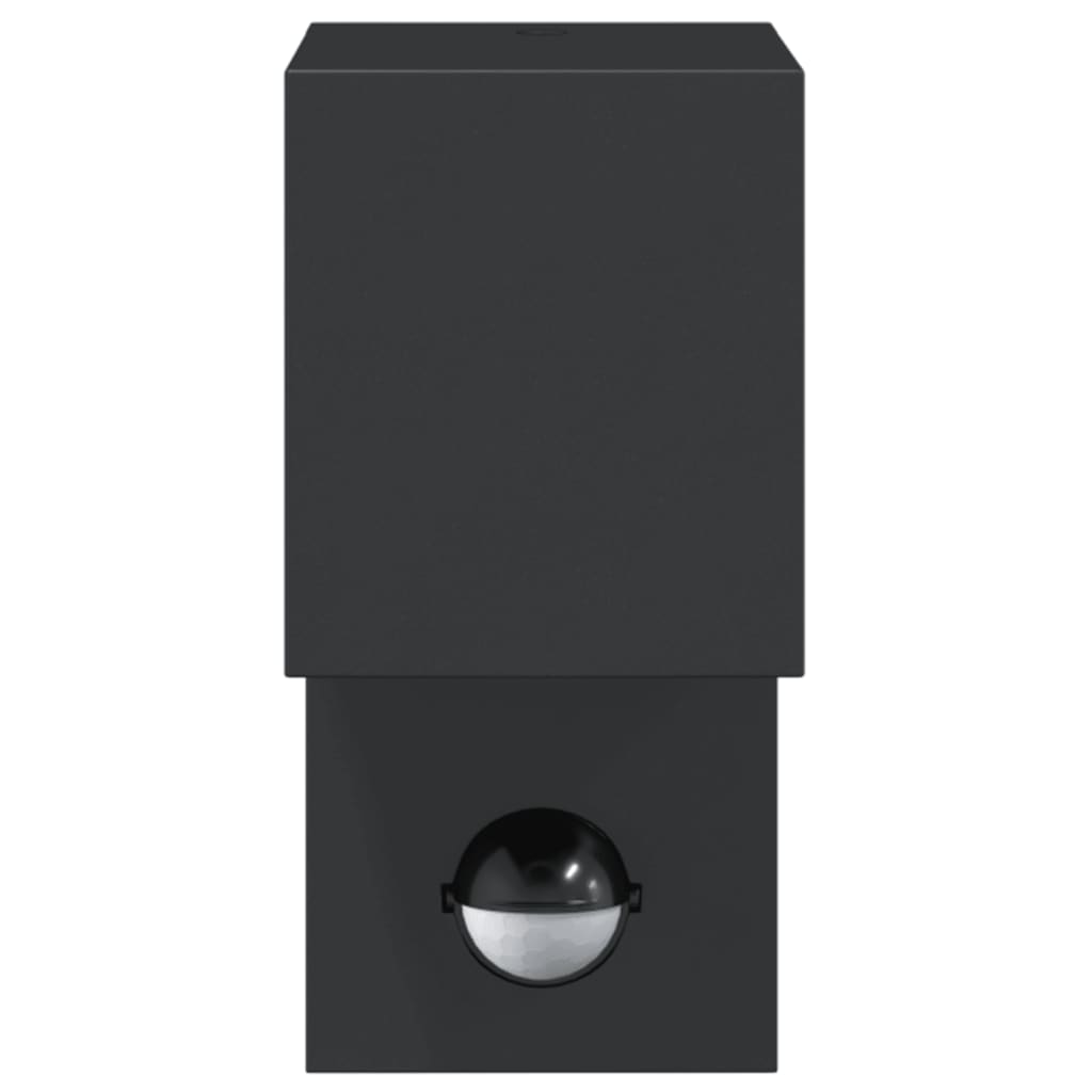 Black outdoor wall light with sensors