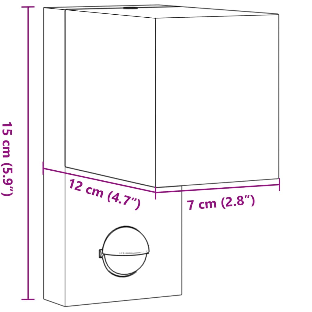 Black outdoor wall light with sensors