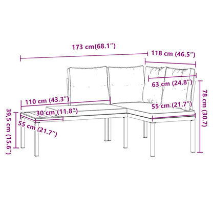 Bancs de jardin avec coussins lot de 2 acier enduit de poudre