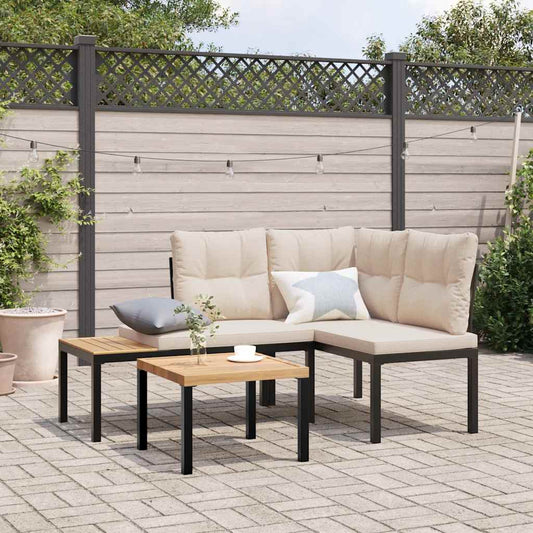 Bancs de jardin avec coussins lot de 2 acier enduit de poudre