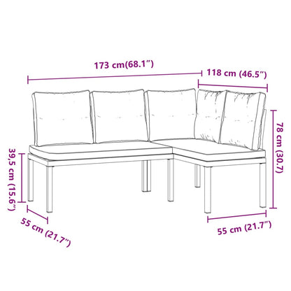 Bancs de jardin avec coussins lot de 2 acier enduit de poudre