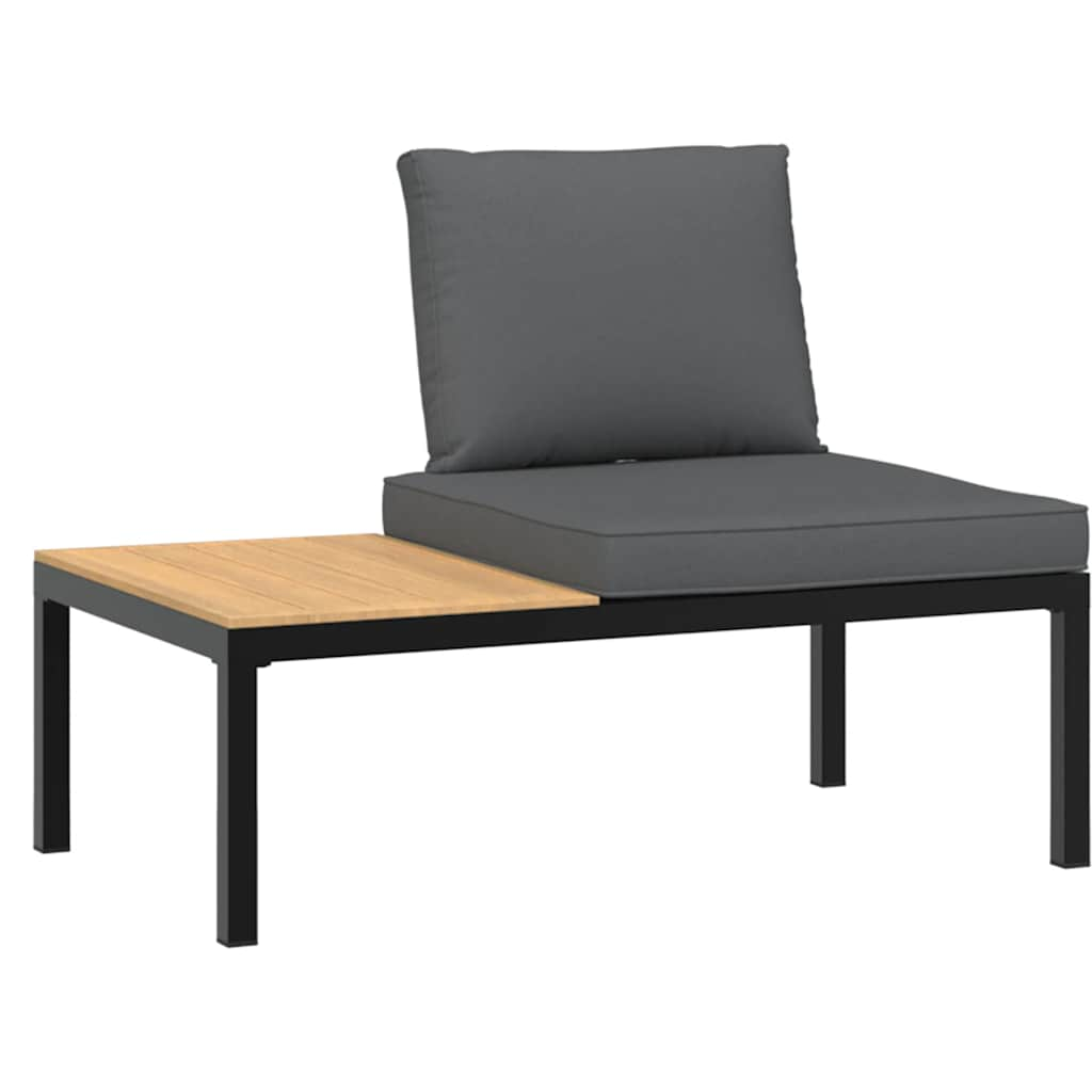 Banc de jardin avec coussins noir aluminium