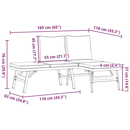 Bancs de jardin avec coussins lot de 2 acier enduit de poudre