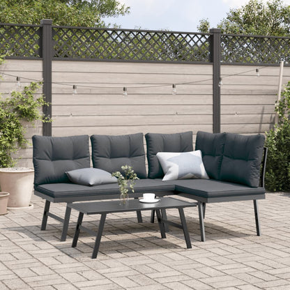 Bancs de jardin avec coussins lot de 2 acier enduit de poudre