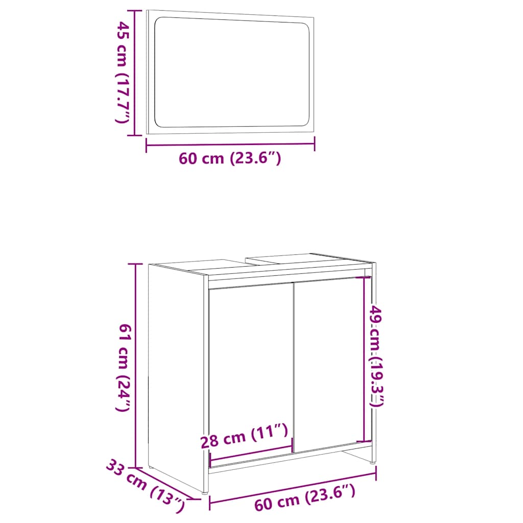 Ensemble de meubles de salle de bain 2 pcs chêne sonoma