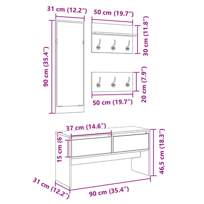 Ensemble de meubles de couloir 4 pcs chêne marron