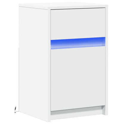 Armoire de chevet avec lumières LED blanc bois d'ingénierie